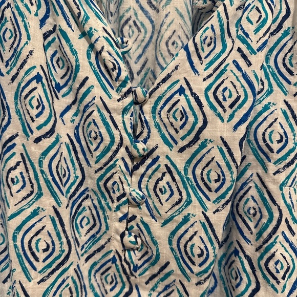 Hatley Ripples Blue Blouse Size Small A- Line Ruffles Buttons Womens - Picture 9 of 15